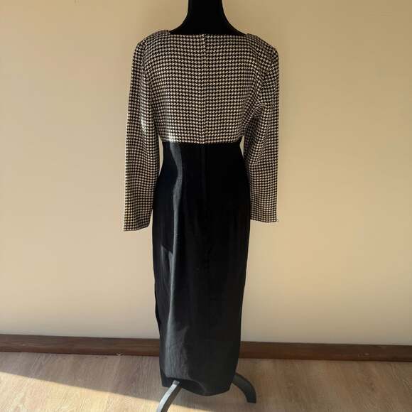 Vintage La Belle Black & White Houndstooth Maxi Dress - Picture 5 of 7